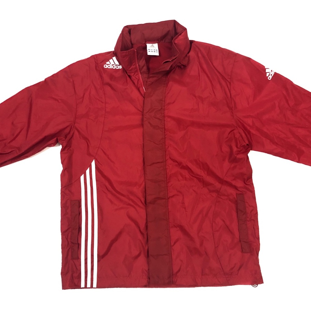 Adidas Men's Red Windbreaker Retract Hood Size L